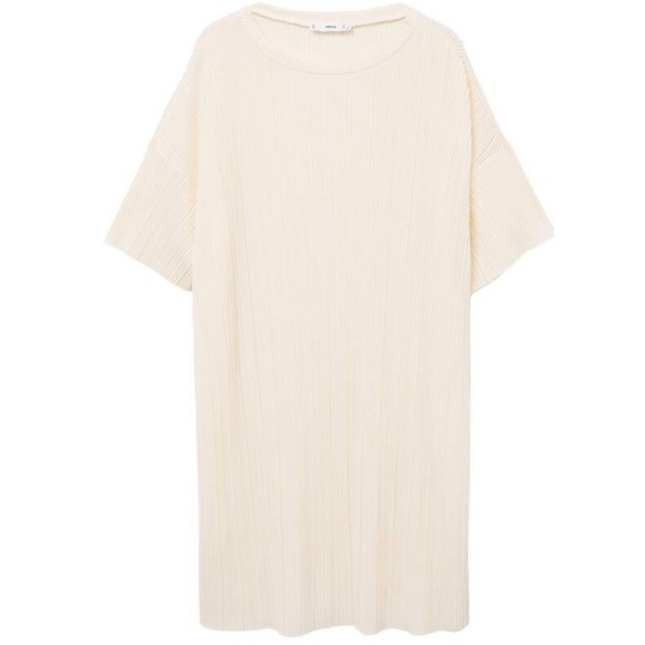 MANGO Plissé Dress, Size S, Color Cream - Picture 5 of 6
